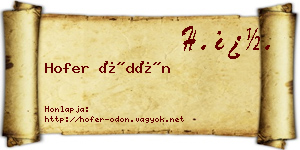 Hofer Ödön névjegykártya